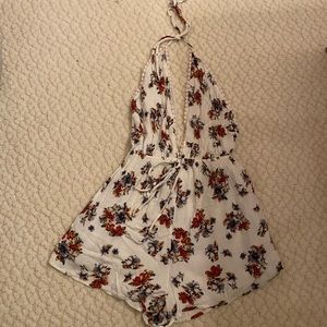 Plunge Neck Floral Romper